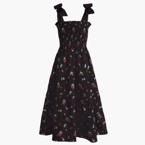 Hill House Home Ribbon Ellie Nap Dress in Black Ikat Floral Taffeta
